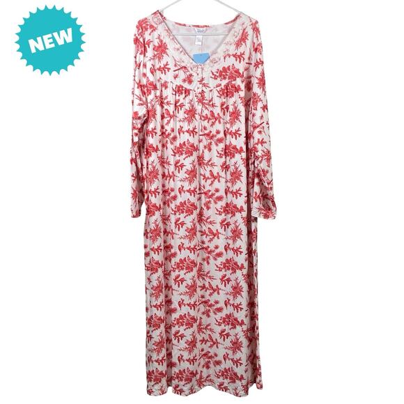 Adonna Red Bird Cardinal Women Size XL Granny Core Soft Sleepwear Nightgown - Picture 1 of 6
